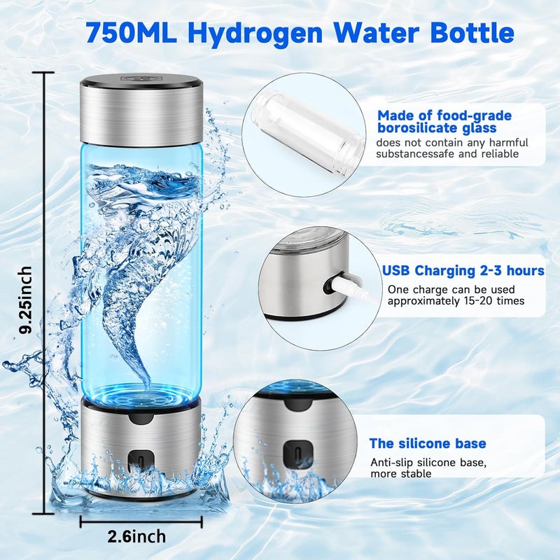IJEUH Hydrogen Water Generator Bottle 460ml Rechargeable SPE/PEM Ionizer for Seniors & Family Health, Antioxidant Hydrogen Water in 3 Mins, Portable Wellness Bottle for Daily Home Use - Image 2
